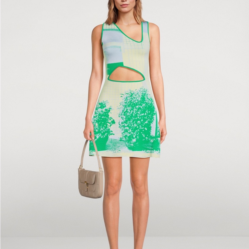 PH5 Green and Cream Cutout Mini Dress